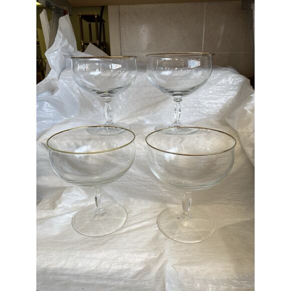Christopher Stuart Talia Gold Rim Margarita Sherbert Glasses 5” Set Of 4 - Picture 10 of 10